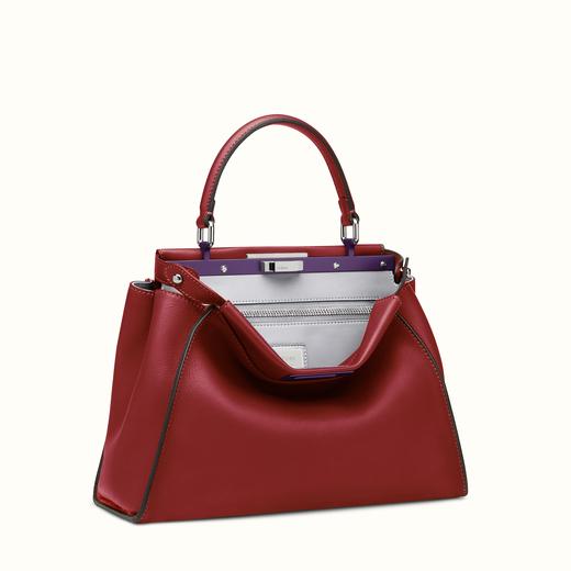 FENDI ピーカブー コピー レッドレザー ハンドバッグ 8BN2903ZNF03M5